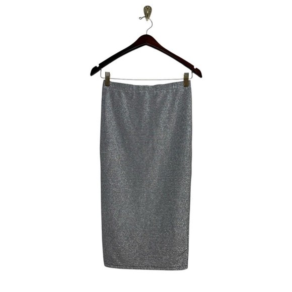 NWT REVOLVE BY THE WAY Eliza Shimmer Skirt Silver S - Picture 5 of 11